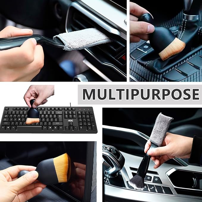3 Pack Car Interior Detail Dust Brush, Microfiber Duster Brush, Feather Duster, Car Interior Detailing Brush, Cleaning Duster for Car Interior, Air Vents, Computer, Keyboard