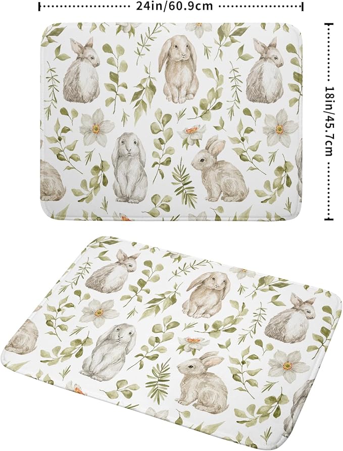 aportt Easter Bunny Rabbit Rooster Floral Pattern Microfiber Dish Drying Mat, 18 x 24 Inch, Non-Slip, Absorbent, Machine Washable
