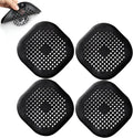 4 Pieces Shower Drain Hair Catcher Bathtub Stopper Home Drain Protectors Drain Cover with Sucker Water Trap Sink Cover for Bathroom Bathtub and Kitchen (Black)