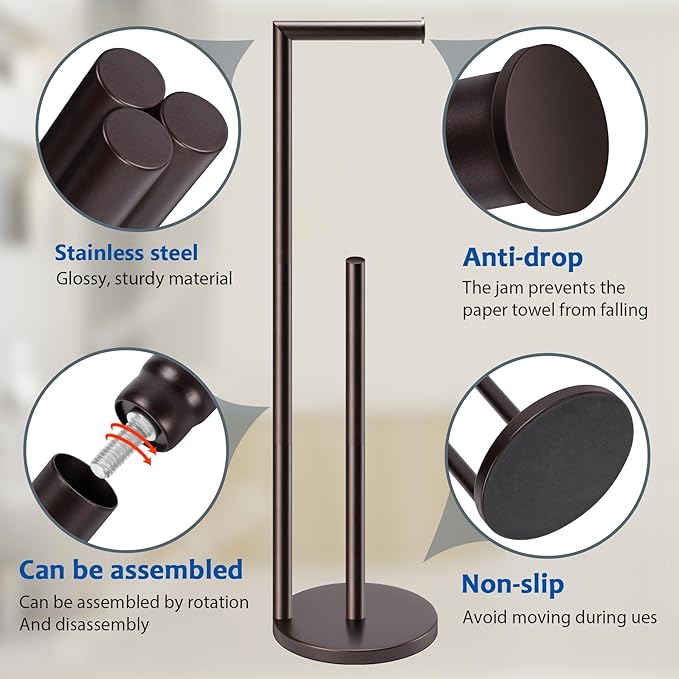 Toilet Paper Holder Stand,Toilet Paper Holder Free Standing,Bronze Toilet Paper Roll Holder for 4 Rolls,Toilet Paper Stand