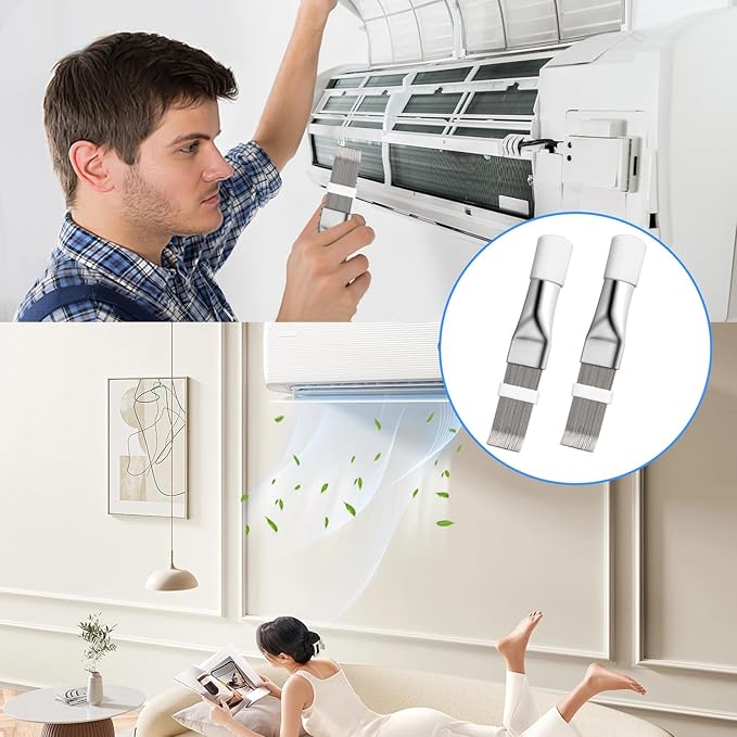 2PCS Air Conditioner Fin Straightener, Air Radiator Comb Tool, Coil Cleaner Brush Suitable for Cleaning and Maintenance of Aircondition Refrigerator Industrial Equipment Condenser Radiator
