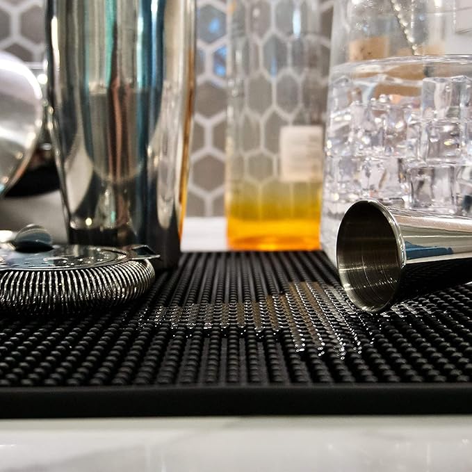 Highball & Chaser Bar Mat 18 x 12, Thick Durable and Stylish Bar Mat for Spills. Non Slip, Non-Toxic, Service Mat for Coffee, Bars, Restaurants Counter Top