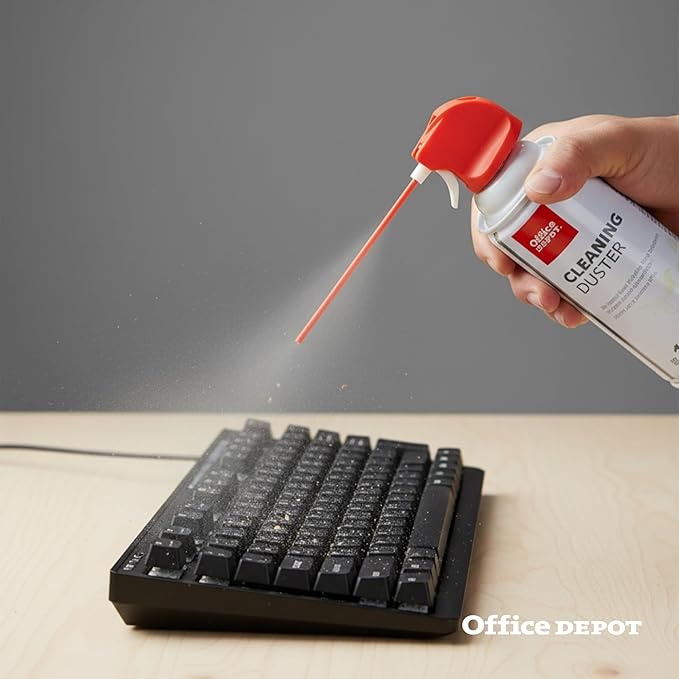 Office Depot Cleaning Duster, 10 Oz Compressed Canned Air for Electronics, Keyboard Cleaner for Computer, Laptop, PC, Printer, Office Equipment, Moisture-Free, Pack of 3