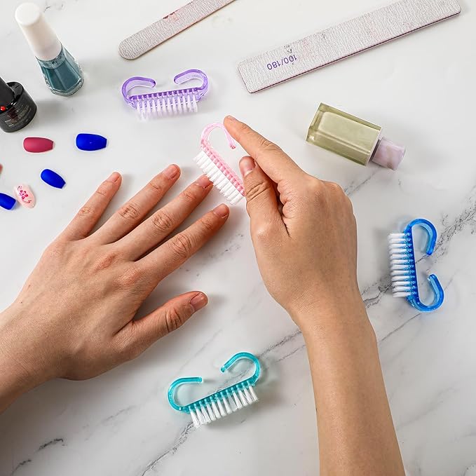 20Pcs Nail Cleaning Brush, Nylon Nail Cleaning Brush, Handle Grip Nail Brush Fingernail Brush Cleaner Kit for Toes and Nails