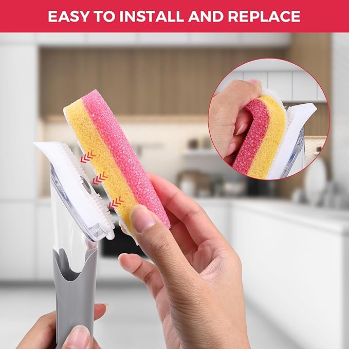 20 Packs Dish Wand Sponge Refills for Dish Daddy Pink