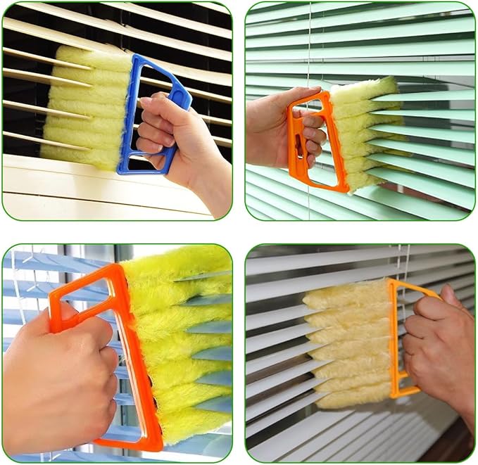 Blind Cleaner Duster Tool, Window Venetian Hand-held 7 Finger Dusting Cleaner Brush, Blinds Cleaning Brush Tool for Window Shutters Air Conditioner, Car Accessories (Yellow)