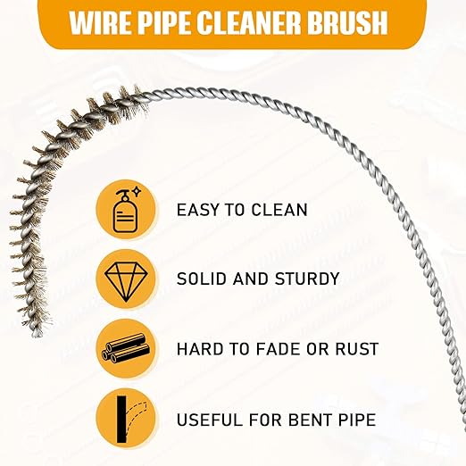 10 Pieces Wire Tube Brushes Bulk for Cleaning Pipe Tube Brass Stainless Steel Round Wire Brush for Auto Parts Christmas, Bottles, Tubes, 5 Sizes(Silver) (Silver Gold)