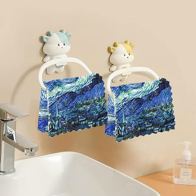 ALAZA Dish Towels Kitchen Cleaning Cloths Vincent Van Gogh Starry Night Dish Cloths Super Absorbent Kitchen Towels Lint Free Bar Tea Soft Towel Kitchen Accessories Set of 6,11"x11"