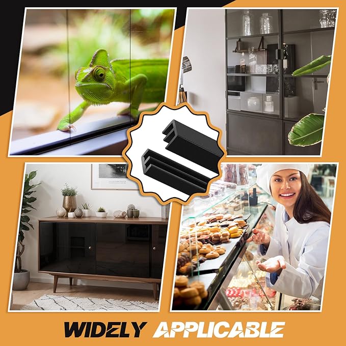 Landical 4 Sets 4FT Sliding Door Track for 1/8" Thick Panels Closet Glass Doors Plastic Cabinet Window Sliding Track (Black)