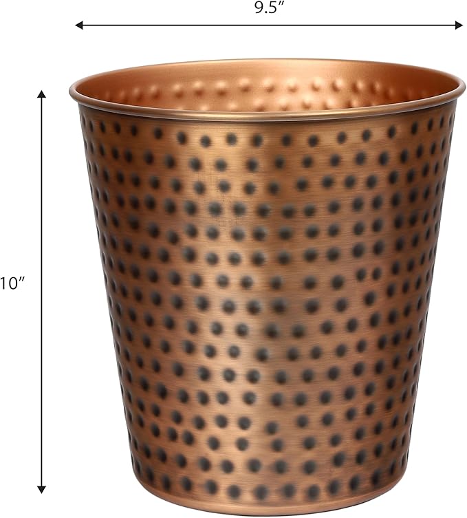 happimess HPM1110B Axel Modern Minimalist Hammered Steel 2-Gallon Wastebasket for Home, Bathroom, Living Room, Office, Bedroom, Kitchen, Antique Copper