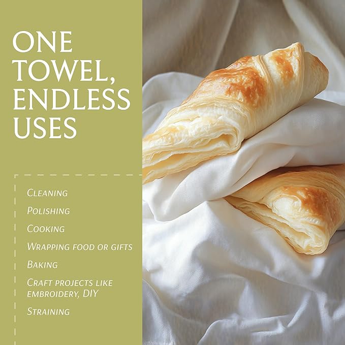 Flour Sack Towels for Kitchen, 18 Pack, 28x28 - Lint-Free White Flour Sack Dish Towels, Super-Absorbent Cotton Tea Towels for Kitchen Drying, Bread Proofing, Baking, Crafting, Embroidery