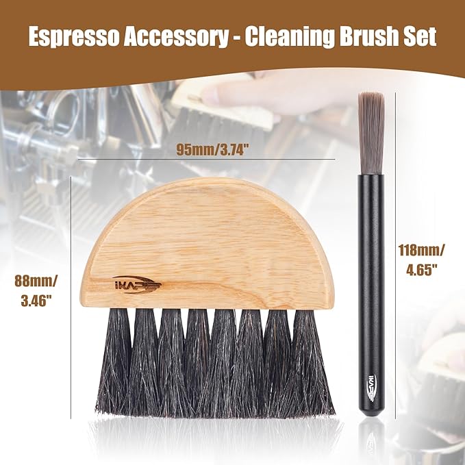 IKAPE Espresso Coffee Accessory, Cleaning Brush Set —— a Fan-Shaped Brush & an Aluminum Brush Exquisite Set —— Elevate Your Espresso Experience