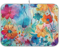 Colorful Beautiful Flowers Dish Drying Mat for Kitchen Counter Absorbent Microfiber Drying Pad, Medium 16x18 in, Reversible Drainer Mats