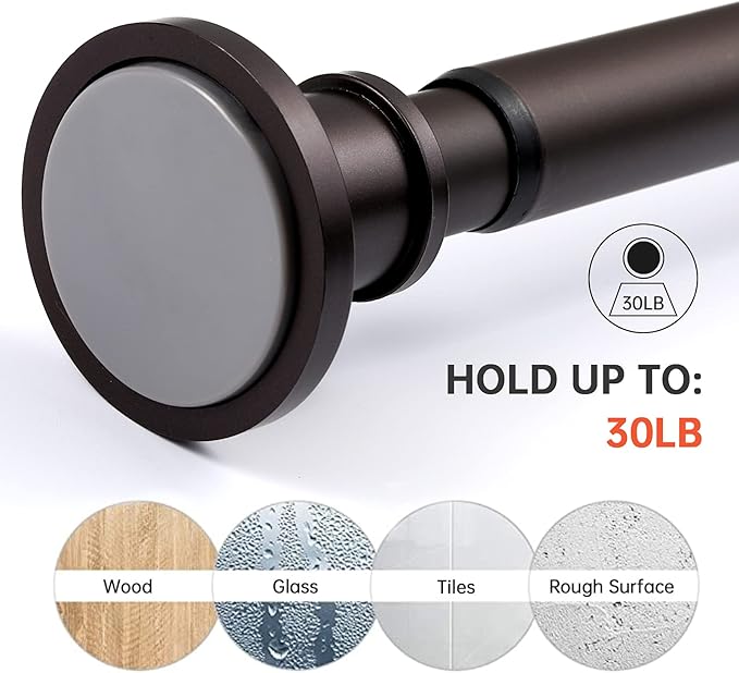 BRIOFOX Industrial Shower Curtain Rod - Rustproof Non-Slip 43-72 Inch Stainless Steel Tension Curtain Rod for Window or Bathroom, Bronze