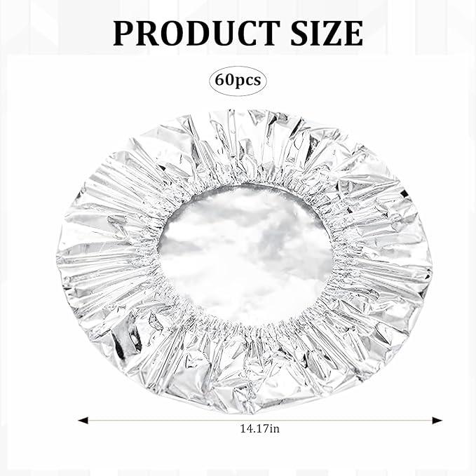60 PCS Reusable Aluminum Foil Covers, Aluminum Foil Food Covers, Durable and Flexible for Various Container Sizes, Ideal for Food Storage and Freshness