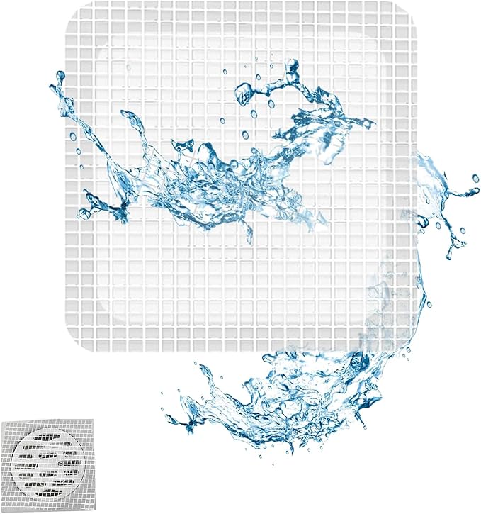 Shower Drain Cover Hair Catcher - 15 Pcs Disposable Hair Drain Stickers Shower Drain Mesh Stickers, Bathroom, Laundry, Bathtub, Kitchen, Sink, for Human and pet Hair (Square)