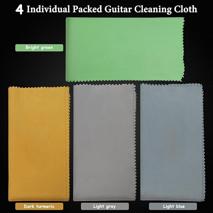 Guitar Cloths Ultrafine fiber suede Plush Polishing Cloths for Musical Instruments Premium Polishing & Cleaning Cloths for Guitar Violin Piano Clarinet Trumpet Sax Universal, 4-Pack 12"x12"
