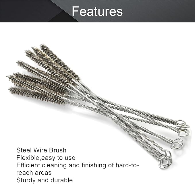 Utoolmart 0.4-inch Diameter 12-inch Length Stainless Steel Wire Spiral Power Brushes - 10pcs