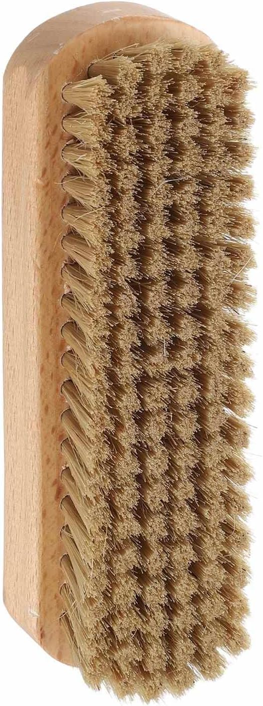 HARFINGTON Shoe Cleaning Brush 6"x2" Beech Wood Pig Bristle Boot Polish Brushes for Leather Shoes Boots Cloth Cleaner, Gray Brown Wood