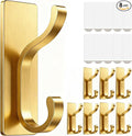 pickpiff Wall Hooks with Adhesive Strip - Easy to Remove, No Residue, Strong Heavy Duty Sticky Towel Hook, 8 Pack Brushed Gold