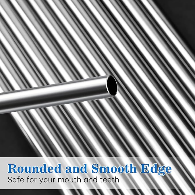 Tomorotec 30oz Straws, 11" Stainless Steel Straw 14PCS for 30oz Stanley Tumbler, 0.35"/9mm Diameter Sleek Metallic Finish- 7 Straight, 7 Bent Straws & 2 Brushes, Dishwasher Safe, 304 Food-Grade