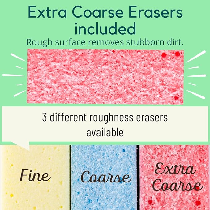Rust Eraser for Knives Kitchen Stoves Wood Finish and Bicycles Multi Purpouse Cleaning Rubber Eraser Remover Dirt Stains (Extra coarse) Made in Japan, Set of 2