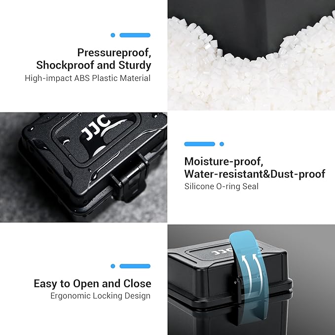 JJC Portable Camera Battery Organizer for 2 x Canon LP-E17 LP-E12 Nikon EN-EL25 EN-EL14A Sony NP-FZ100 FW50 Fuji NP-W235 NP-W126 Battery & SD Card