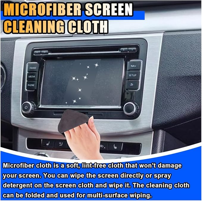 Square Car Touch Screen Cleaner Cloth, Microfiber Cleaning Pad Car Cleaning Wipes, Vehicle Screen Cleaner Tool Car Interior Cleaning Cloth for Car Dashboard Display Electronic Devices (Square)