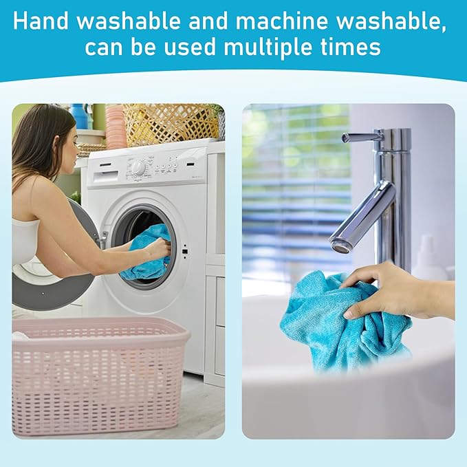 4 PCS Ceiling Fan Duster Kits,100% Microfibre Fan Blade Cleaner for high Ceiling Fan Blades.Machine Washable and Reusable,Includes 2 Ceiling Fan dusters and 2 Microfibre Towels (Blue)