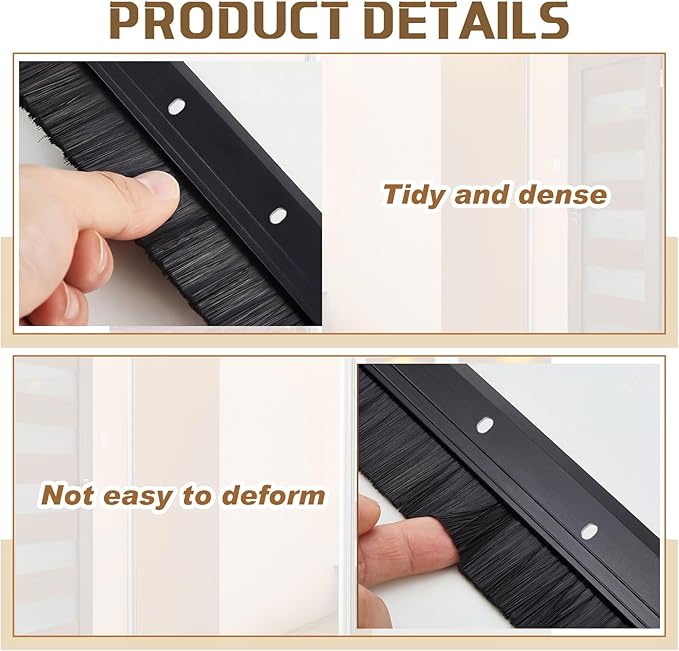 Hushee 4 Pack 36 Inches Brush Door Sweep for Exterior, Aluminum Commercial Door Sweep Bottom All-Season Alloy Brush for Exterior and Interior Sealing Gaps Keeps Cold Air, Dust Out (Black)
