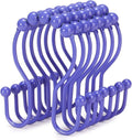 Goowin Shower Curtain Hooks, 12 Pcs Shower Curtain Rings, Stainless Steel Shower Curtain Hangers, Double Hook Shower Curtain Hooks, Smooth Sliding Anti-Drop Shower Rings for Curtain (Purple)