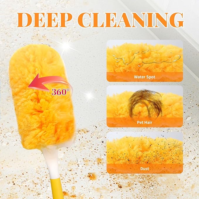 Duster Refill for Swiffer Duster, 50 Count Disposable Dusters Kit for Cleaning Dusting Furniture Blind Ceiling Fan, Multi Surface 360 Feather Duster & 3FT Extended Handle & Short Handle