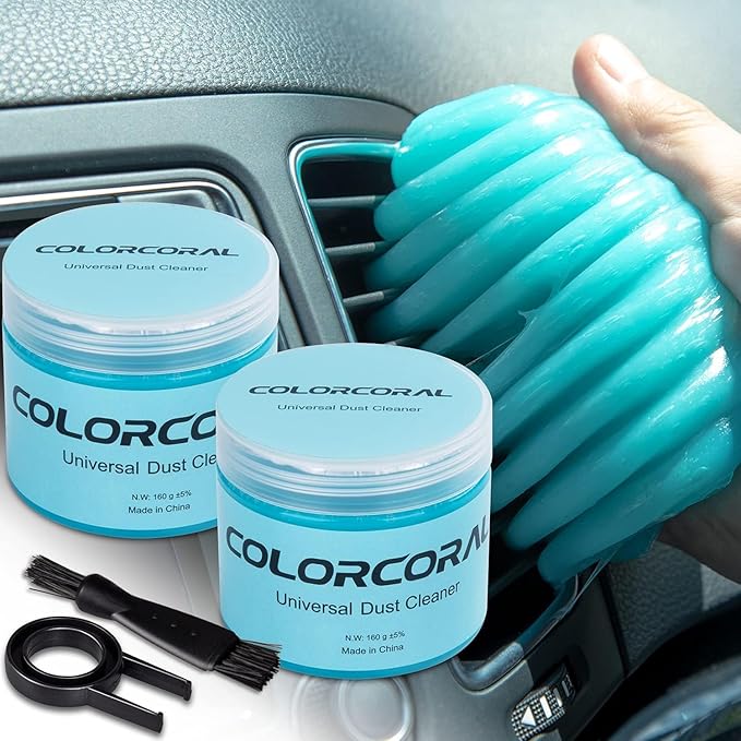 COLORCORAL Mini Vacuum Cleaner and 2Pack Cleaning Gel Universal Dust Cleaner for Car Vent Keyboard