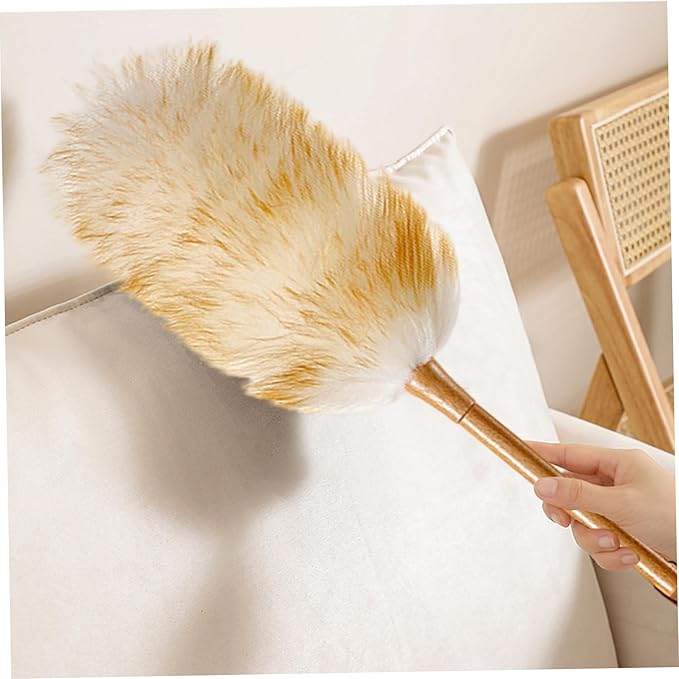 Dusters for Cleaning 20in Static Fluffy Lambswool Duster with Wood Handle Bendable Washable Cleaning Tools for Ceiling Fan Window Computer Shelves Lambswool Duster Wool Dusters for.