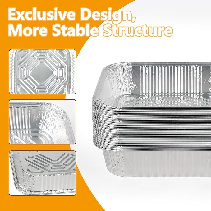 8x8 Thickened Aluminum Foil Pans, 20Pack Disposable Aluminum Pans with Lids for Roasting, Baking, Cooking, Food Prep, Chafing, Steam Table, Oven, Cake, and Party Catering.