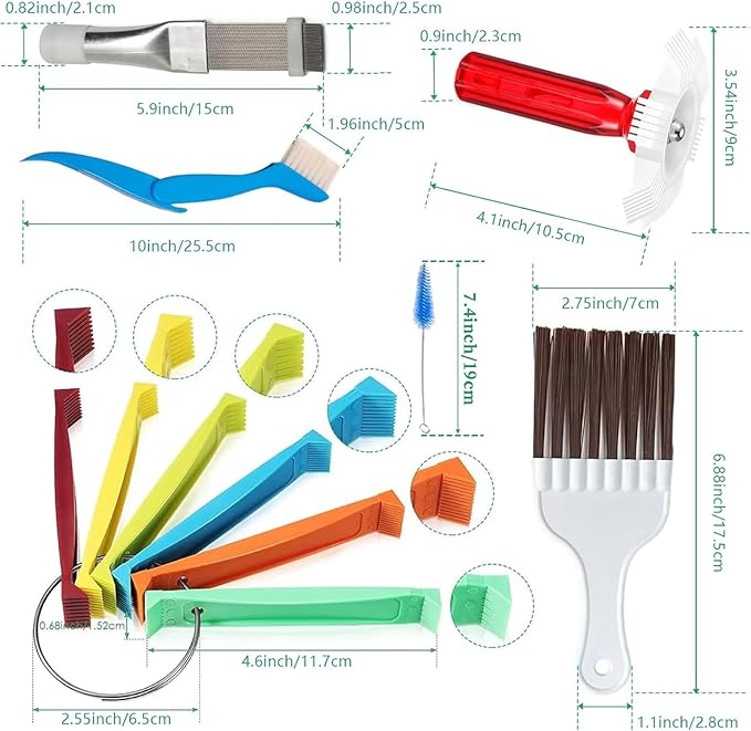 10 Piece Air Conditioner Fin Comb Cleaning Kit AC Coil Cleaning Brush Condenser Fin Straightener Radiator Repair Cleaning Tools Air conditioner, refrigerator, evaporator and radiator repairs