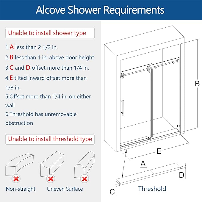 Frameless Bathtub Shower Door, 56"-60" Wide, 66" High, 3/8" (10mm) Clear Tempered Glass, Noiseless, Waterproof Bathroom Shower Door, Brushed Gold Finish