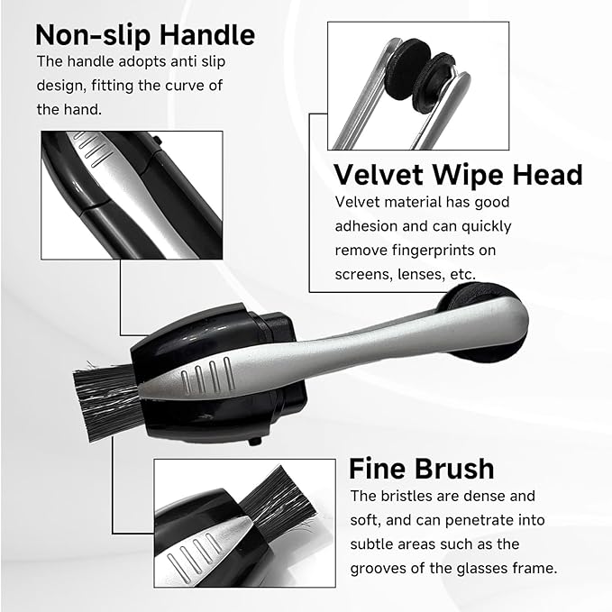 3Pcs Portable Eye Glasses Cleaner, Efficient and Durable Carbon Microfiber Technology, Lens Cleaner with Carbon Microfiber Tech and Mini Sunglasses Brush Cleaning Tool Kit