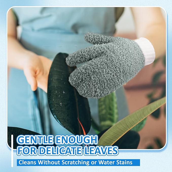 MIG4U Microfiber Dusting Gloves House Reusable Cleaning Glove for Blinds, Windows, Shutters, Furniture, and Car, Gray 2 Pairs S/M