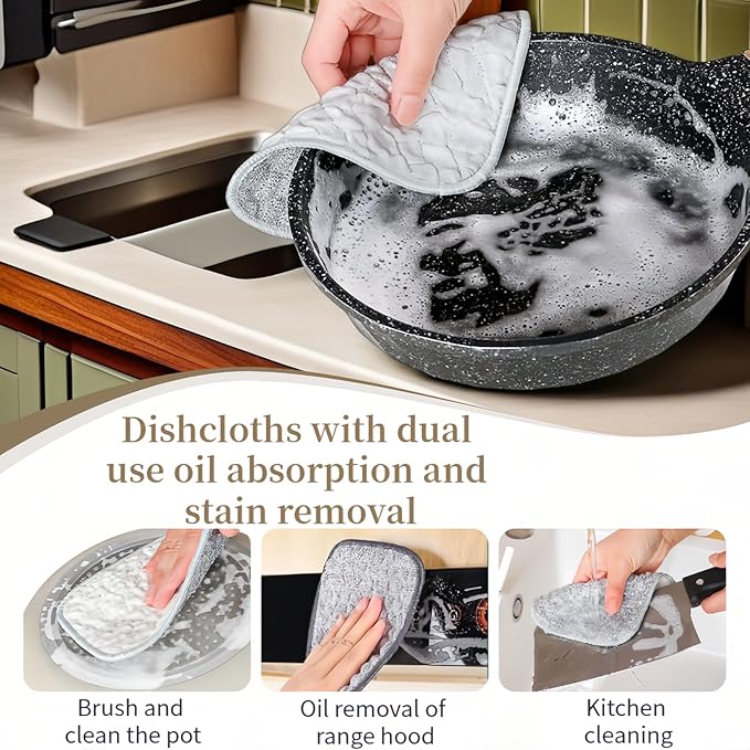 10Pack Scrubber Sponge for Dishes, Pans & Grease - Dual-Side Non-Scratch, Super Absorbent, Heat Resistant - Strong Cleaning Power for Kitchen, Glass, Stove (Color Random)