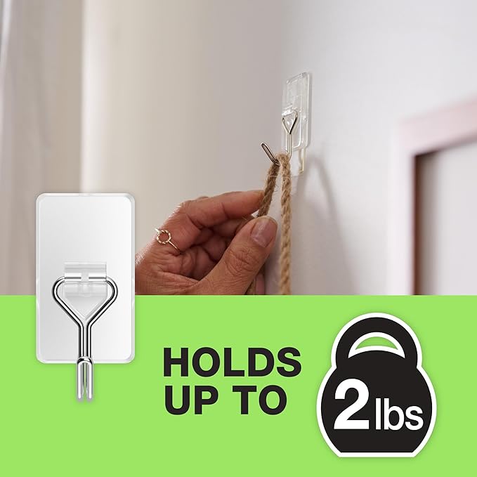 FrogTape reMOVEables Damage Free Adhesive Hook - Removable & Reusable Medium Wire Wall Hooks for Hanging - No Nails- Includes 36 Hooks & 48 Adhesive Strips, Holds up to 2 lbs, Clear (Pack of 36)