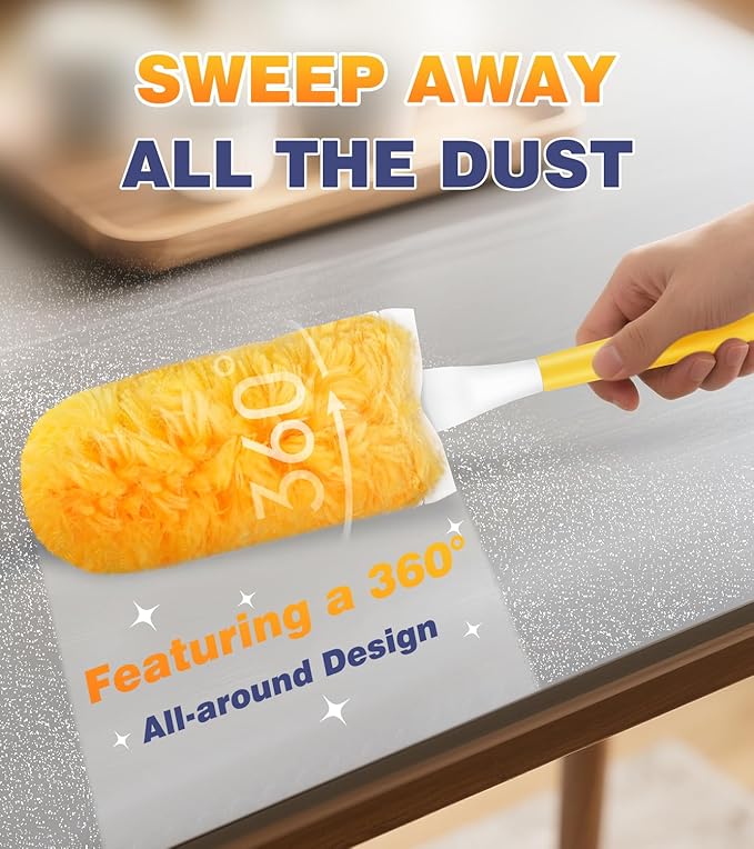 30 Count Duster Refills for Swiffer Dusters, 360° Heavy Duty Duster for Swiffer Duster Refill Unscented Disposable Duster Refills for Cleaning Home, Office, Corners, Blinds, Car (1 Handle)