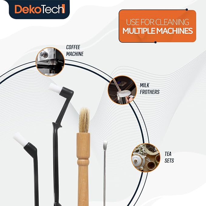 Coffee Machine Cleaning Brush Set – 4-Piece Kit with Wooden Handle and Nylon Bristles for Espresso Grinders, Group Heads & Coffee Machines