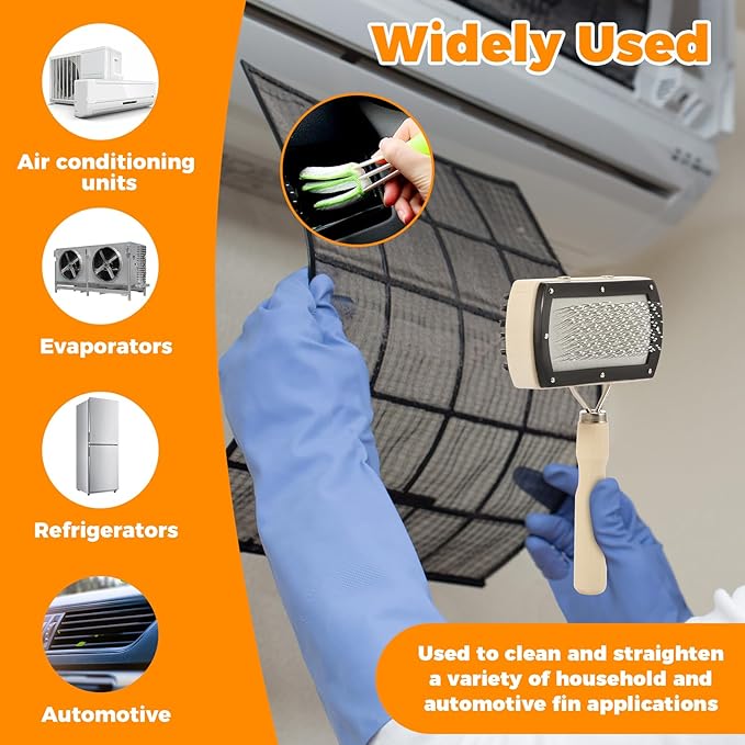 4Pcs Air Conditioner Fin Cleaning Brush Double Sided AC Coil Cleaner Efficient Conditioning Condenser Blade Tool for Home