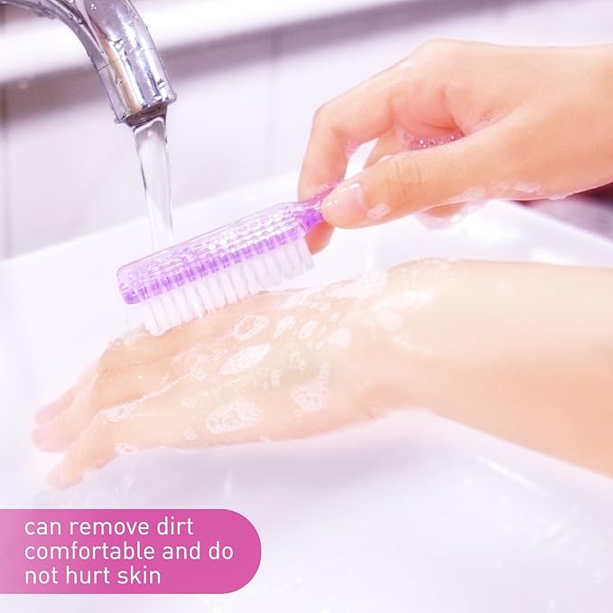 Yesker 10 Pcs Handle Nail Scrubber Cleaning Brushes for Fingernails and Toes, Multi-Purpose Cleaning Tools in 5 Colors