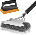 Professional Grill Brush and Scraper Kit - Heavy Duty BBQ Grill Brush with Stainless Steel Scrubber, Outdoor Grill Cleaning Brush Tools for Home, Restaurant & Commercial Use