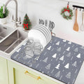 Bloss Christmas Dish Drying Mat, 16"x24" Absorbent Bar Mat with Waterproof Rubber Back, Fit Under Coffee Maker Machine/Kitchen Counter
