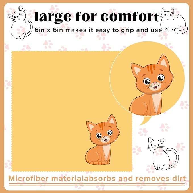 Breling 24 Pack Microfiber Cleaning Cloth Cute Animal Eyeglass Clean Cloths Lens Wipes for Glasses Sunglasses Lens Camera Cell Phone Screens 6" x 6" in(Cat)