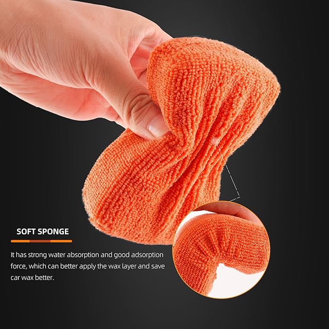 Microfiber Applicator Pad, SPTA Premium Microfiber Sponge and Cleaning Pads,Ultra-Soft, Safe for Sealants, Tire Dressings, Interior and Exterior Detailing, Car, Truck, SUV, RV, Motorcyle Care,10 Pack