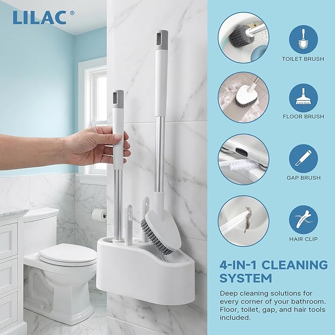 2 Pack Toilet Brush and Holder,Ergonomic, Elegant, Durable, Toilet Bowl Brush for Bathroom